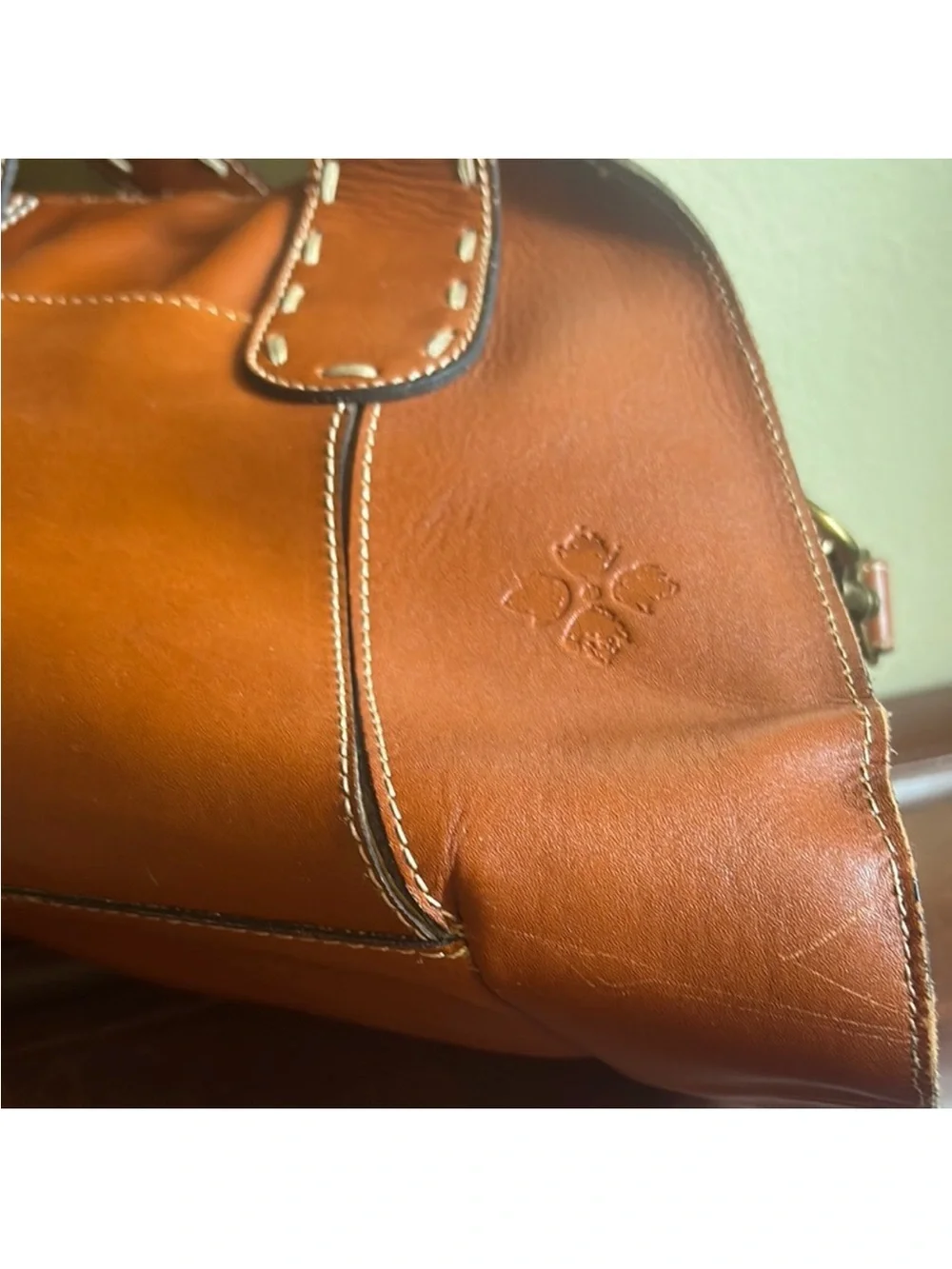 Patricia Nash rich brown Leather Tassel Satchel -